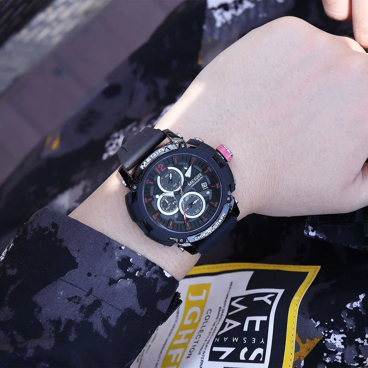MEGIR Fashion Military Watch for Men Silicone Strap Sport Quartz Chronograph Waterproof Male Clock Wristwatch Reloj Hombre 2208 by MEGIR WATCH GROUP