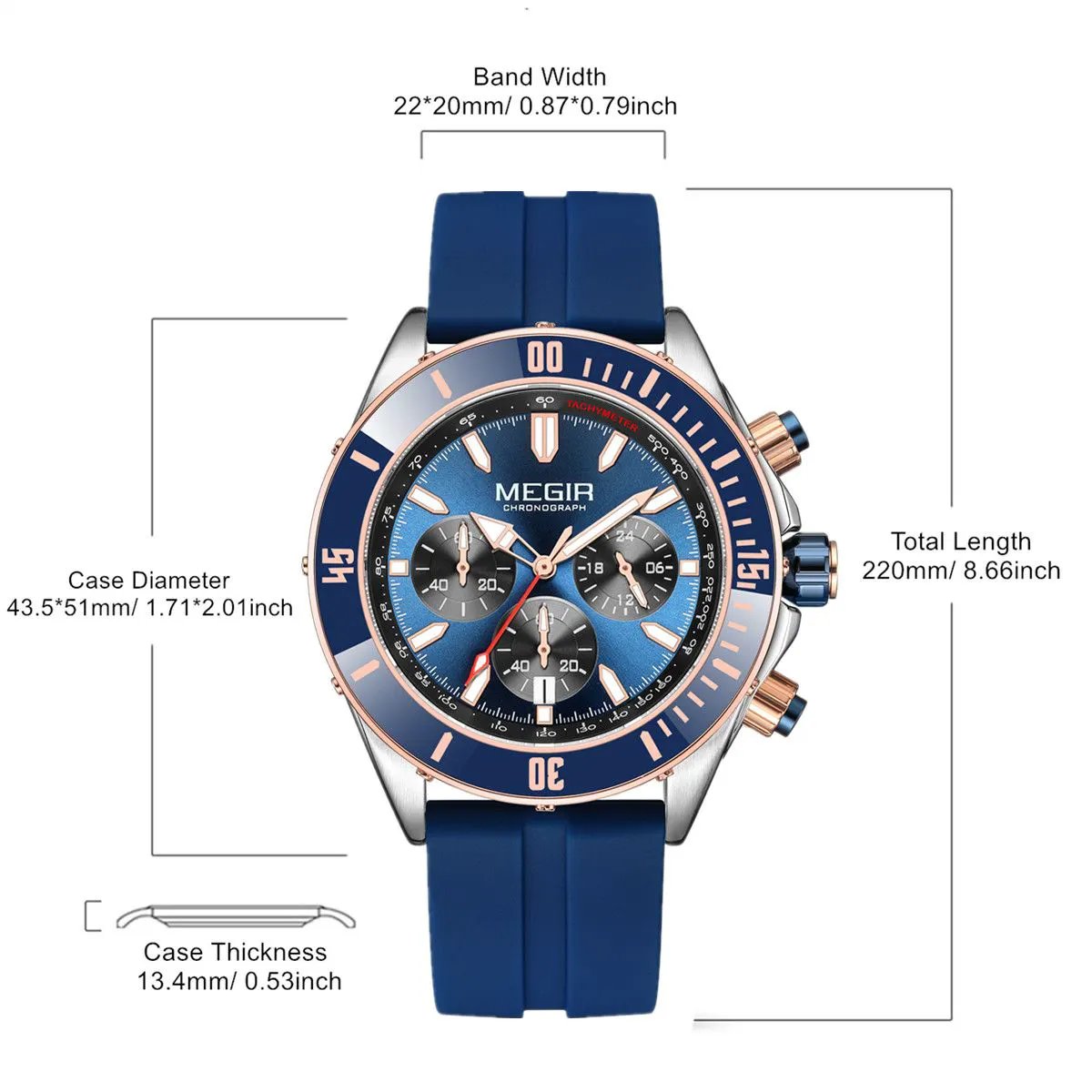 MEGIR Men Watch with Chronograph Fashion Quartz Military Waterproof Calendar Business Casual Wristwatches Clock Montre Homme 2226 by MEGIR WATCH GROUP