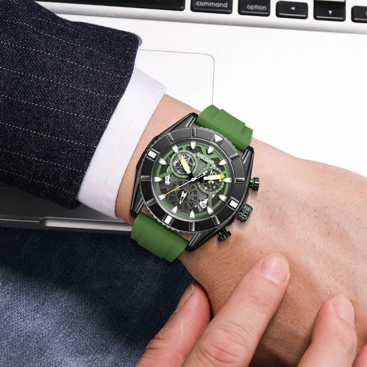MEGIR Fashion Military Sports Watches for Men Silicone Waterproof Quartz Wristwatches with Chronograph Clock Date 24-hour 2209 by MEGIR WATCH GROUP