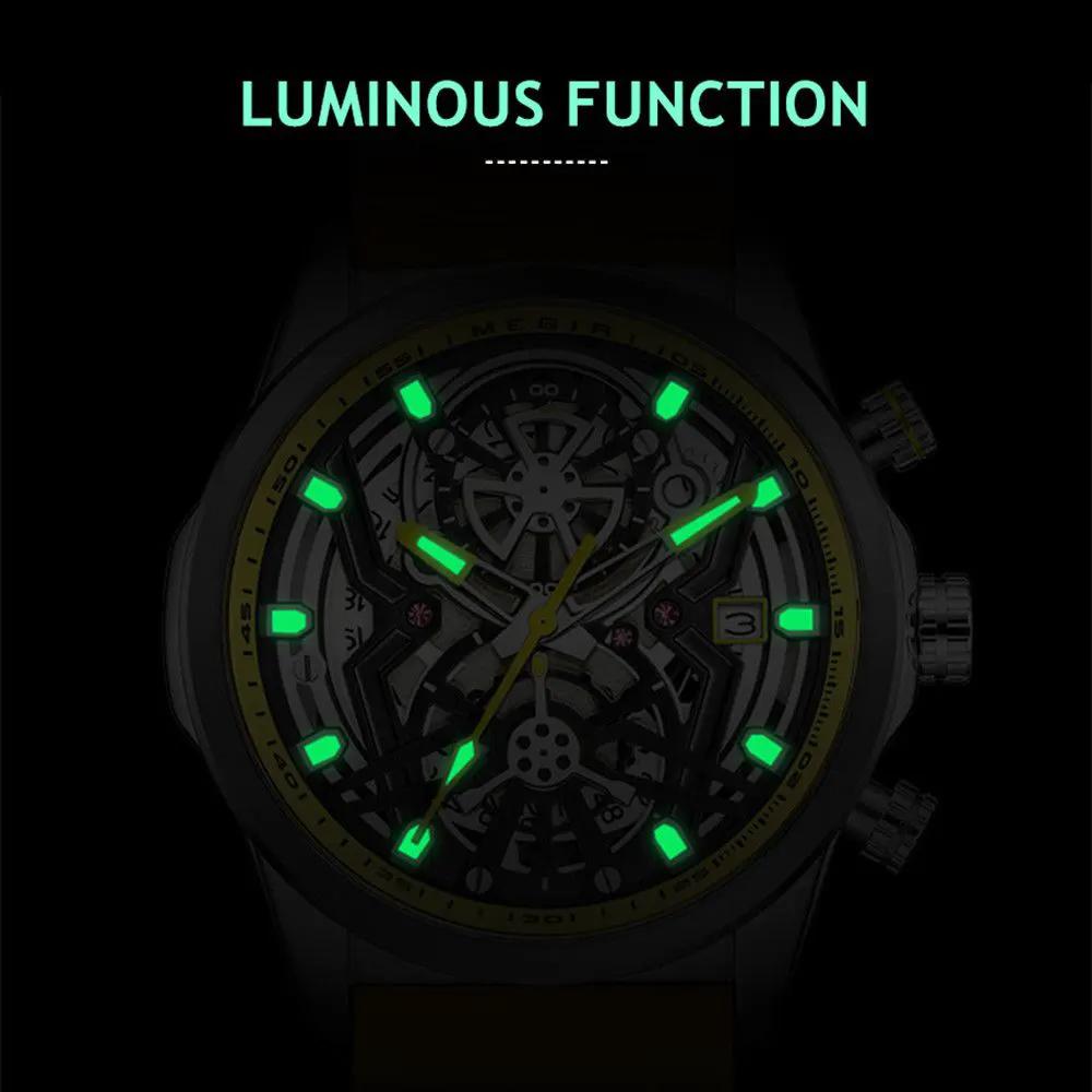 MEGIR Men's Watch Chronograph Fashion Quartz Wristwatch Waterproof Luminous Sports Military Watches Clock with Auto Date 2235 by MEGIR WATCH GROUP