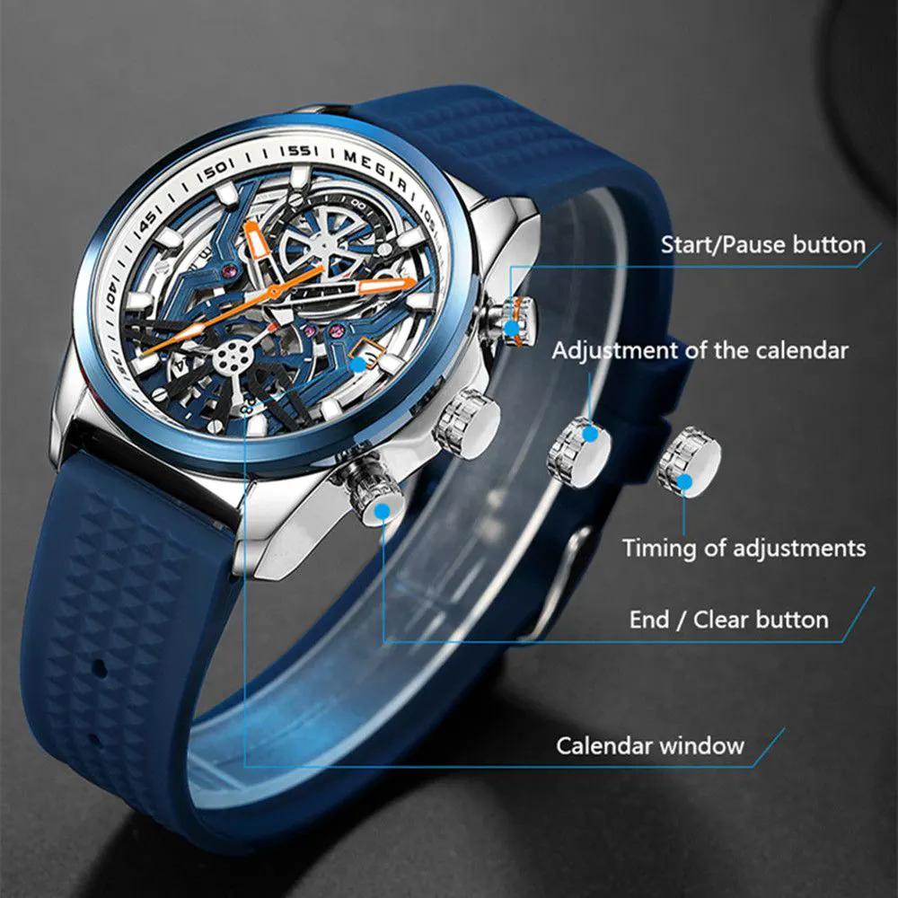 MEGIR Men's Watch Chronograph Fashion Quartz Wristwatch Waterproof Luminous Sports Military Watches Clock with Auto Date 2235 by MEGIR WATCH GROUP