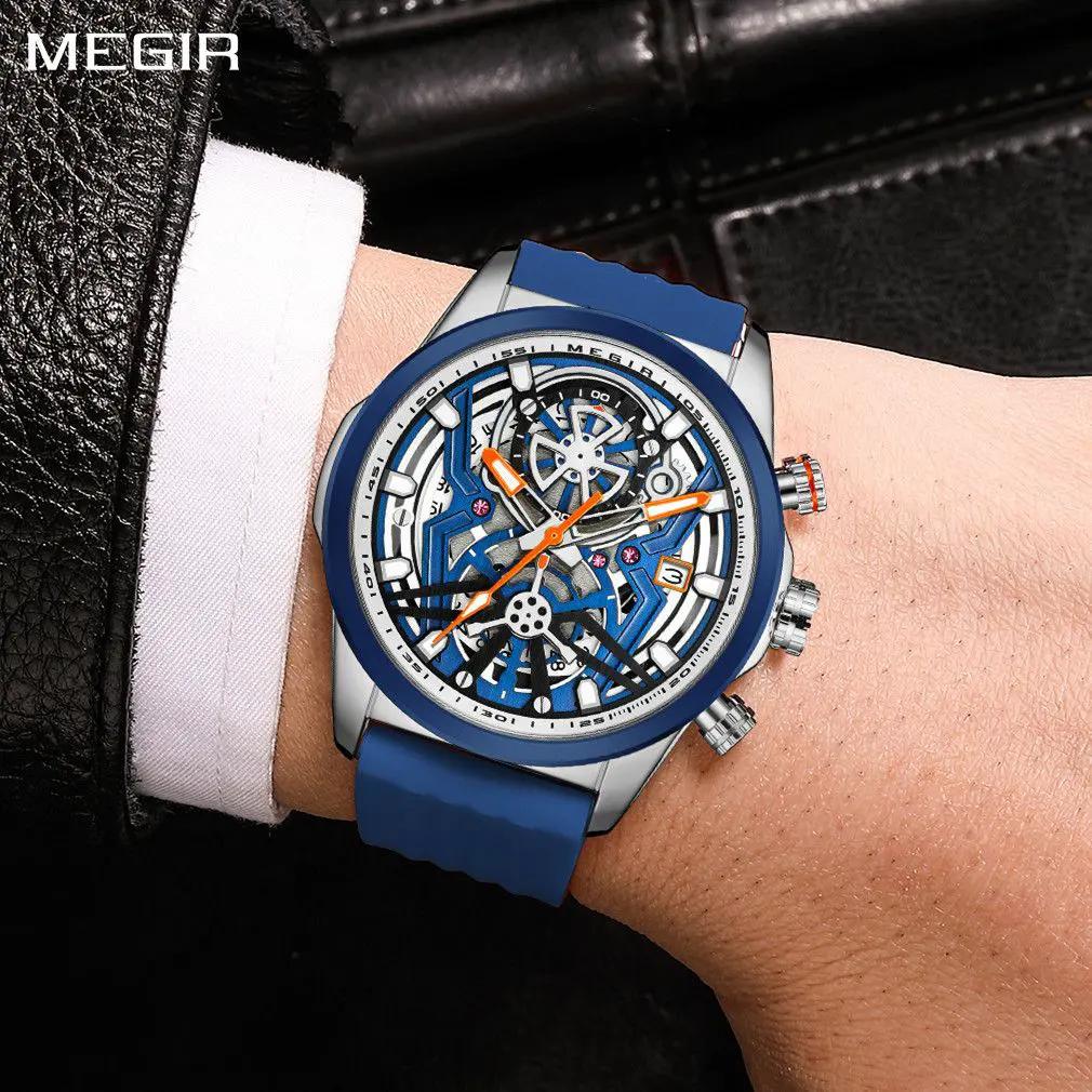 MEGIR Men's Watch Chronograph Fashion Quartz Wristwatch Waterproof Luminous Sports Military Watches Clock with Auto Date 2235 by MEGIR WATCH GROUP