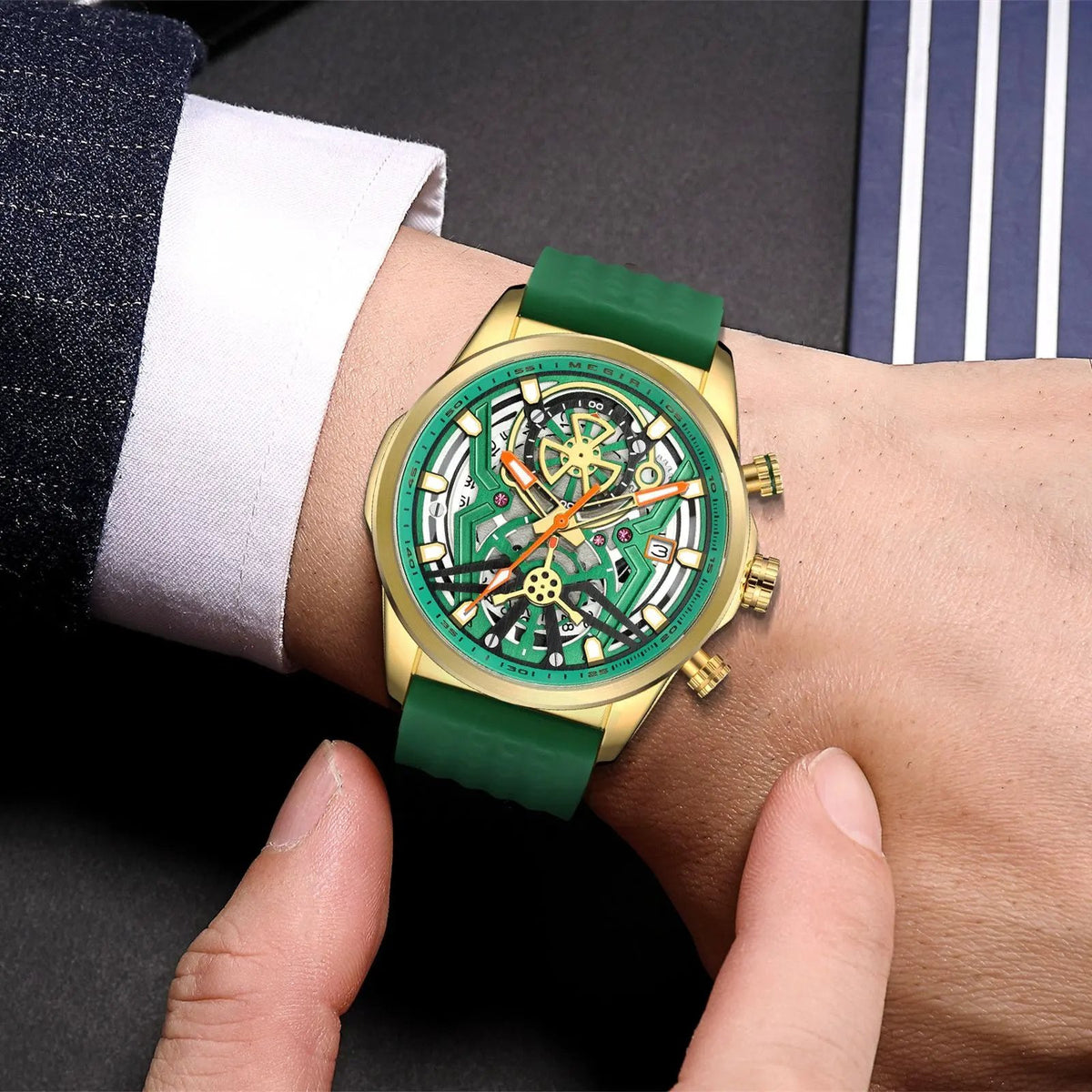 MEGIR Men's Watch Chronograph Fashion Quartz Wristwatch Waterproof Luminous Sports Military Watches Clock with Auto Date 2235 by MEGIR WATCH GROUP