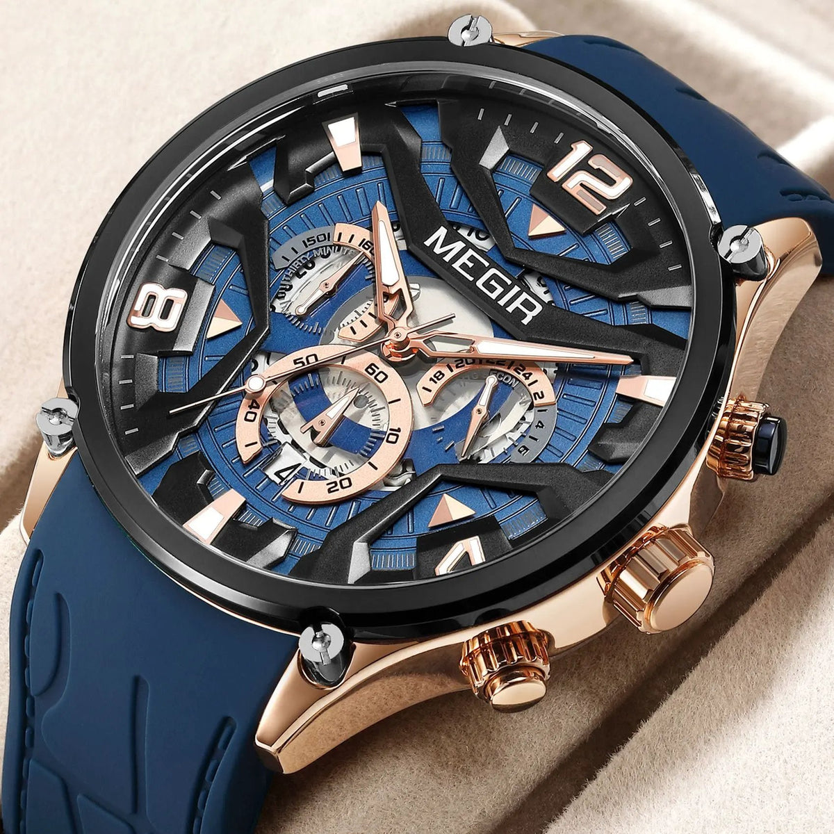 MEGIR Chronograph Luxury Men Quartz Military Watches Silicone Strap Waterproof Man Sport Wristwatch Date Clock Reloj Hombre 2222 by MEGIR WATCH GROUP