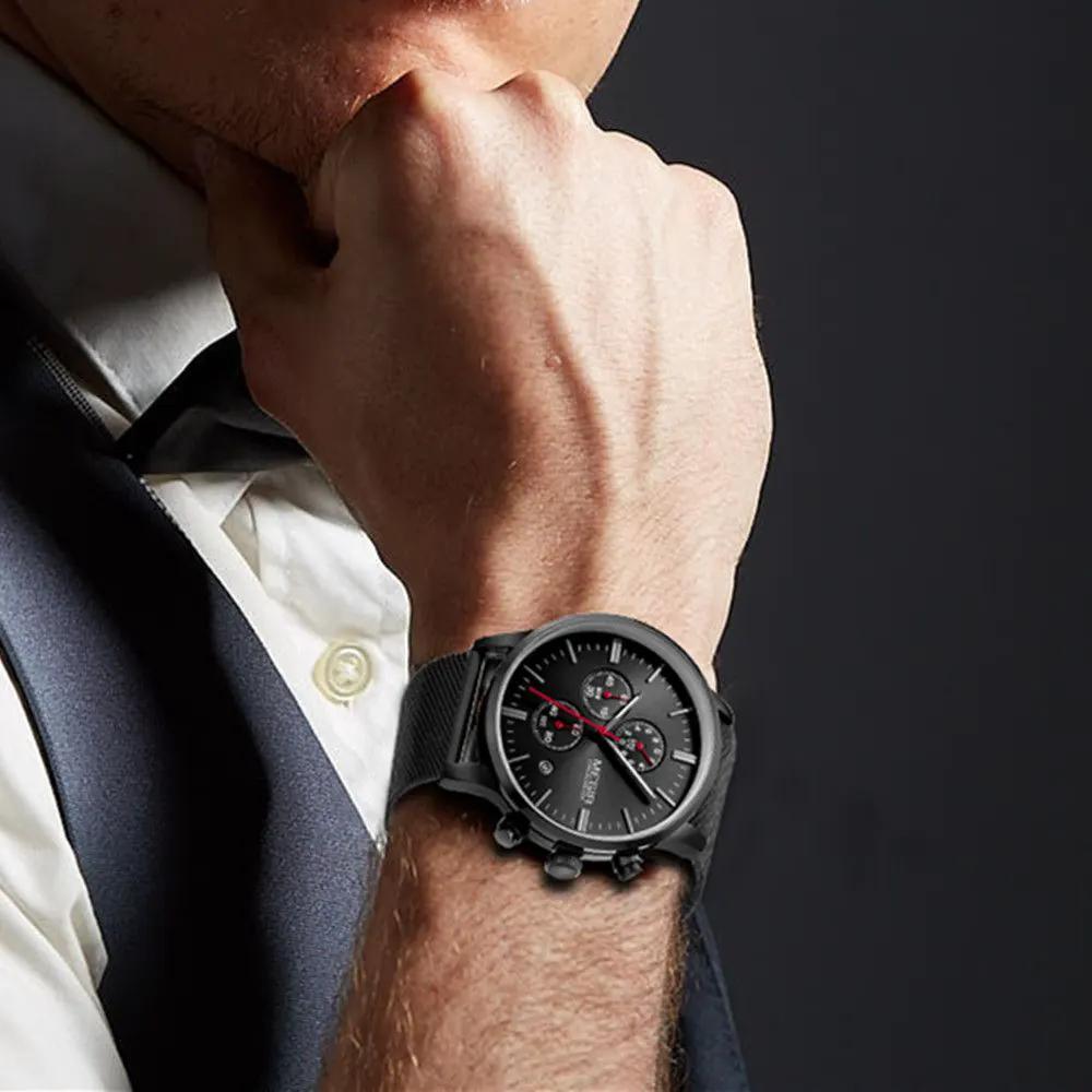 MEGIR Men's Quartz Watch Luxury Steel Mesh Bracelet Wristwatch Waterproof Business Casual Clock Date Chronograph Reloj Hombre 2011 by MEGIR WATCH GROUP