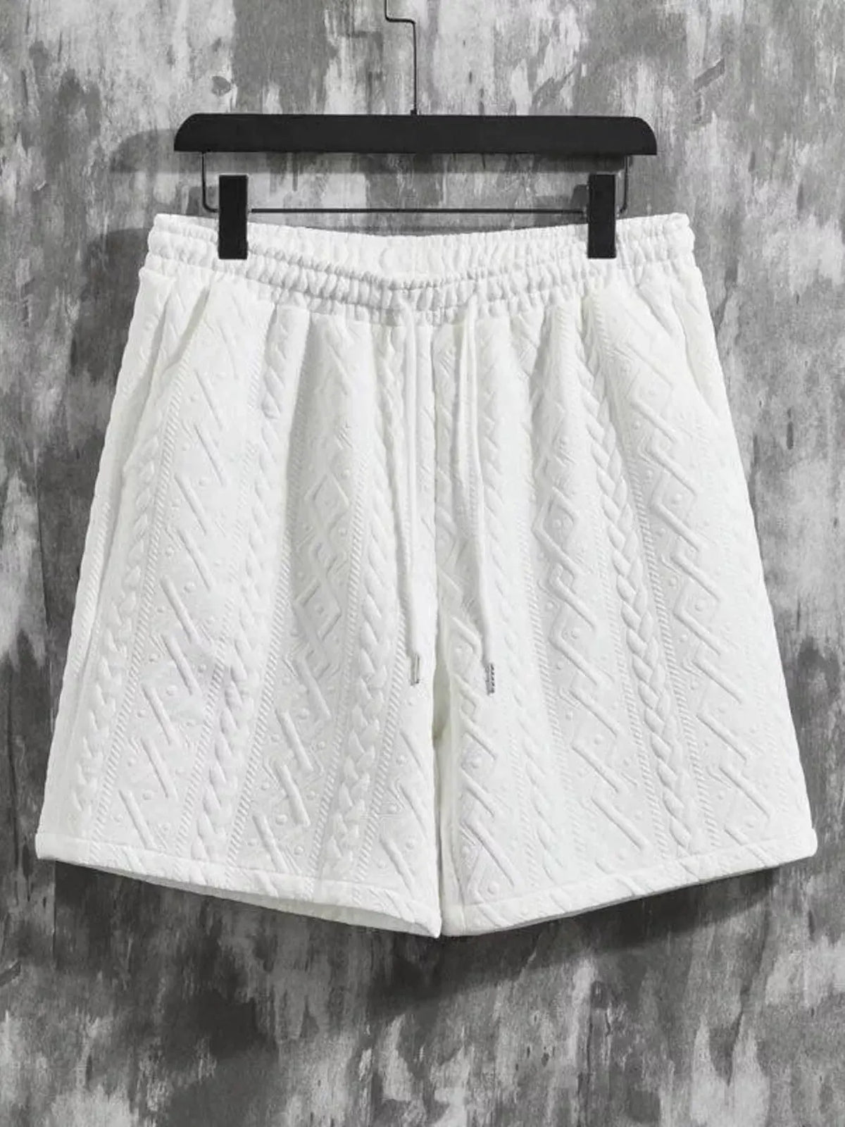 Men's Textured Knit Short Sleeve Polo & Shorts Set by Trendsi