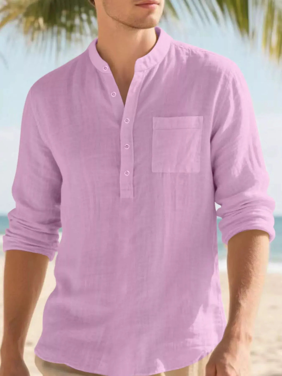 Men's Full Size Button Detail Long Sleeve Shirt Plus Size by Trendsi