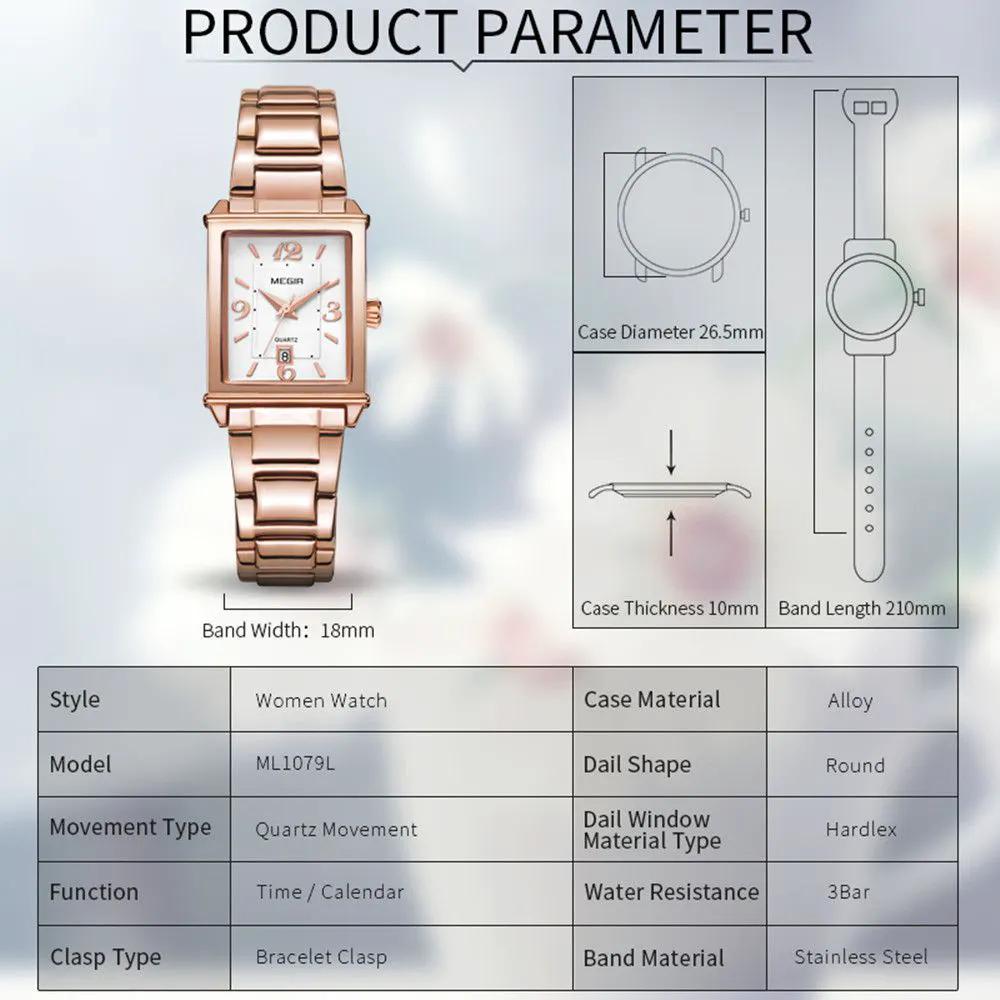 MEGIR Women Bracelet Watches Fashion Business Wristwatch for Ladies Elegant Quartz Watch Waterproof Date Clock Reloj Mujer 1079 by MEGIR WATCH GROUP