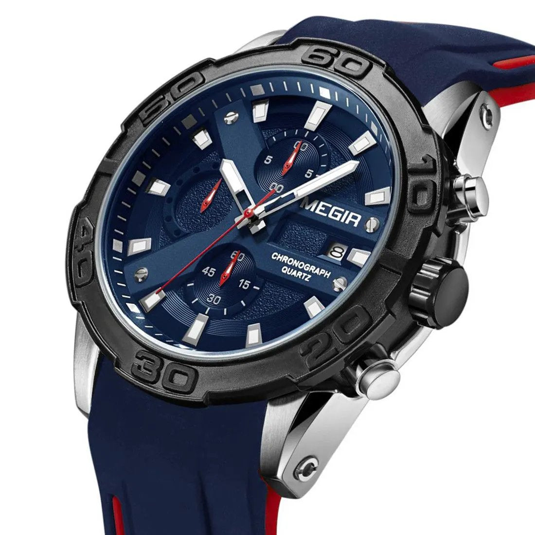MEGIR Fashion Men's Sport Watches Silicone Strap Military Quartz Wristwatch Clock Waterproof Male Chronograph Montre Homme 2055 by MEGIR WATCH GROUP