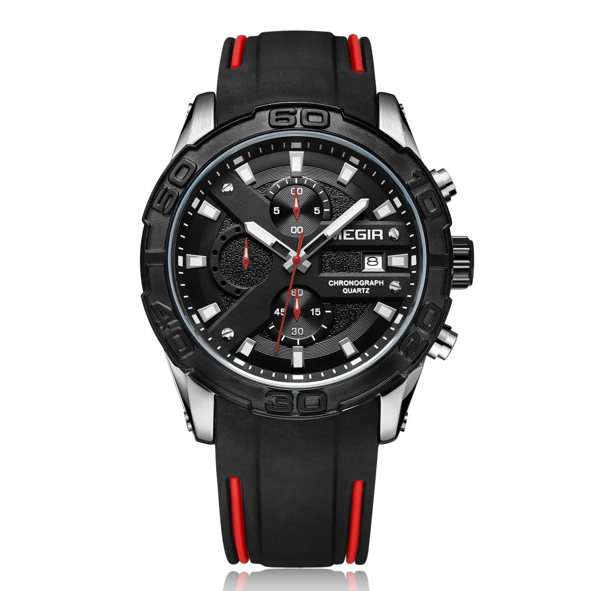 MEGIR Fashion Men's Sport Watches Silicone Strap Military Quartz Wristwatch Clock Waterproof Male Chronograph Montre Homme 2055 by MEGIR WATCH GROUP