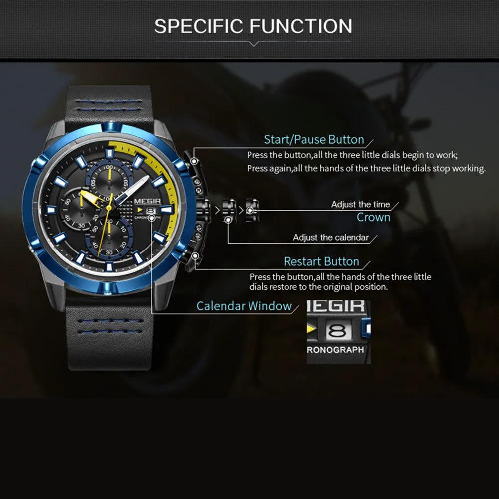 MEGIR Luxury Men's Watch Chronograph Fashion Sport Military Watches Waterproof Male Quartz Wristwatch Clock Montre Homme 2062 by MEGIR WATCH GROUP