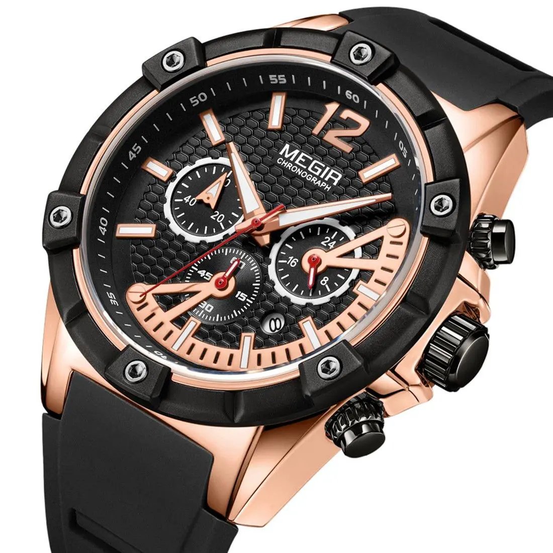 MEGIR Fashion Men Watches Silicone Strap Sport Military Watch Chronograph Waterproof Male Wristwatch Clock Montre Homme 2083 by MEGIR WATCH GROUP