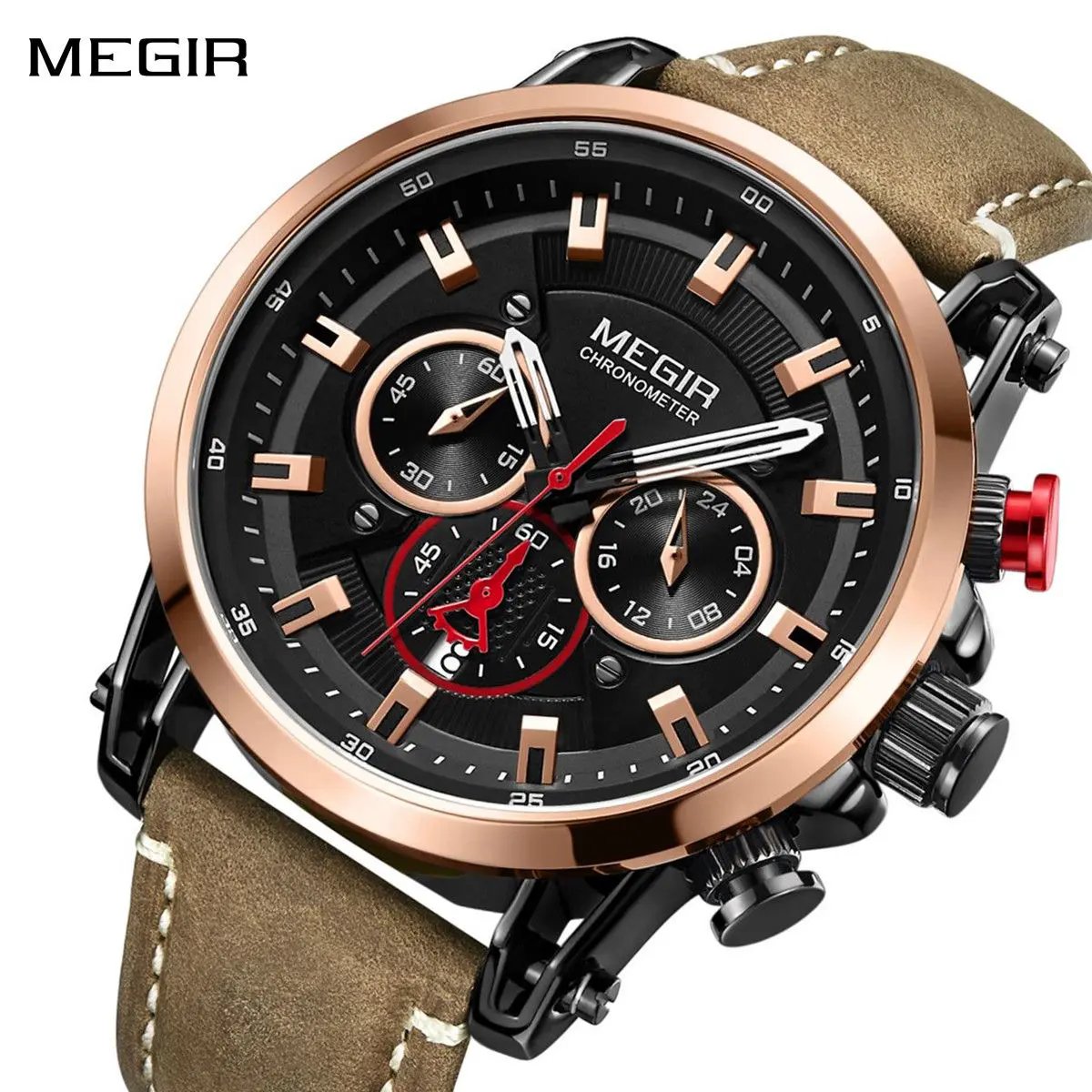 MEGIR Men's Sport Watches Chronograph Luxury Quartz Military Wristwatches Waterproof Luminous Date Clock Relogio Masculino 2085 by MEGIR WATCH GROUP