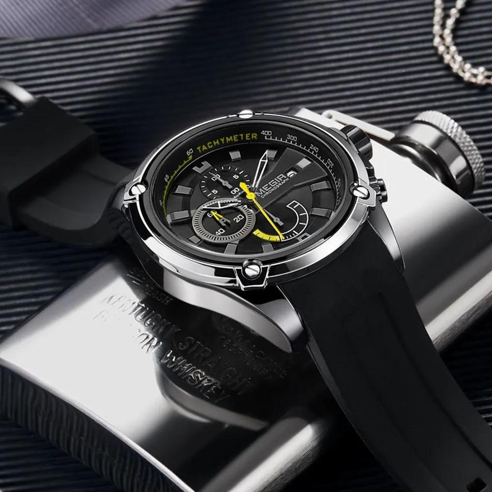 MEGIR Chronograph Luxury Brand Men Sports Watches Silicone Strap Quartz Casual Wristwatch Waterproof Calendar Reloj Hombre 2086 by MEGIR WATCH GROUP