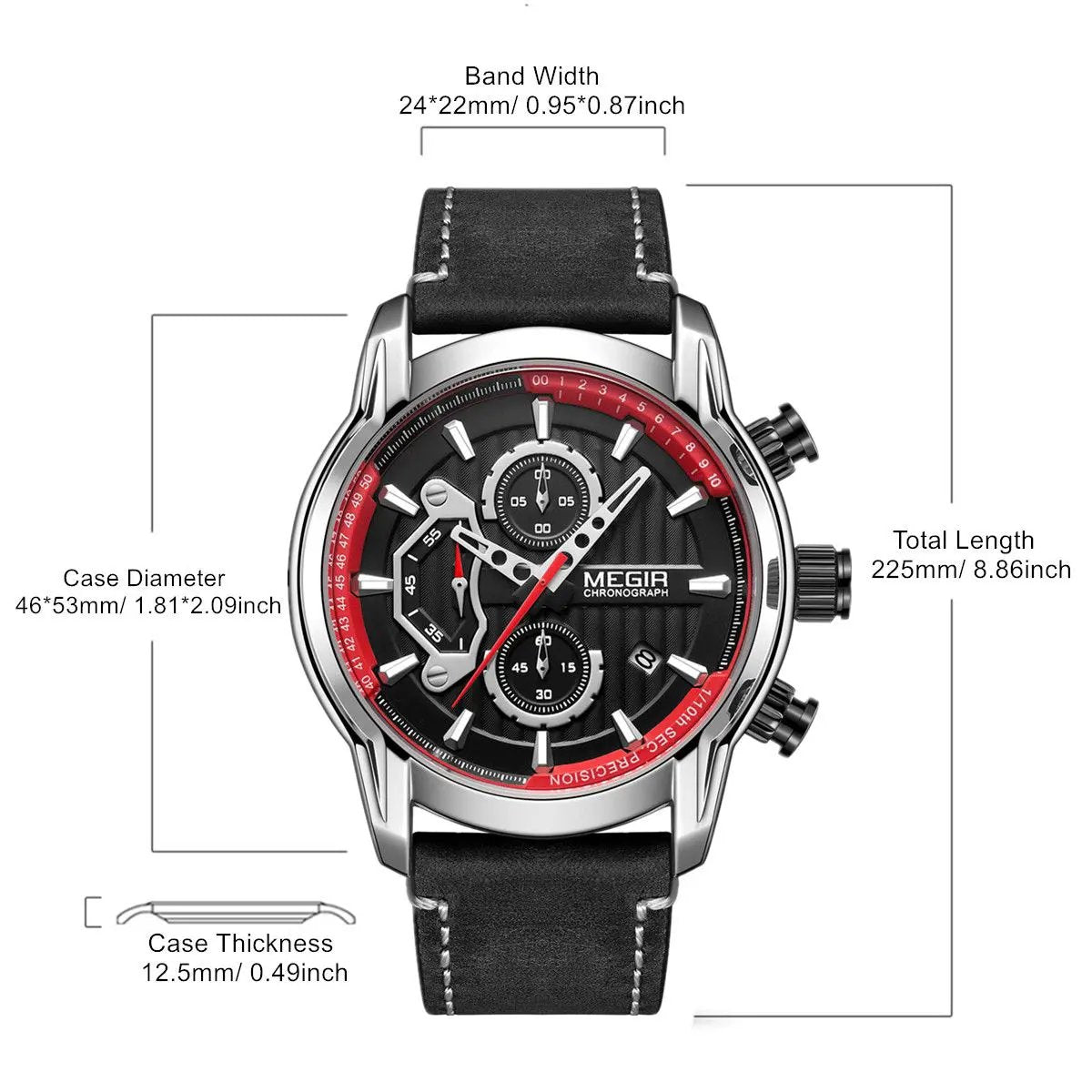 MEGIR Men's Watches Waterproof Luminous Sports Wristwatch Fashion Leather Strap Quartz Chronograph Clock Date Gift for Man 2104 by MEGIR WATCH GROUP