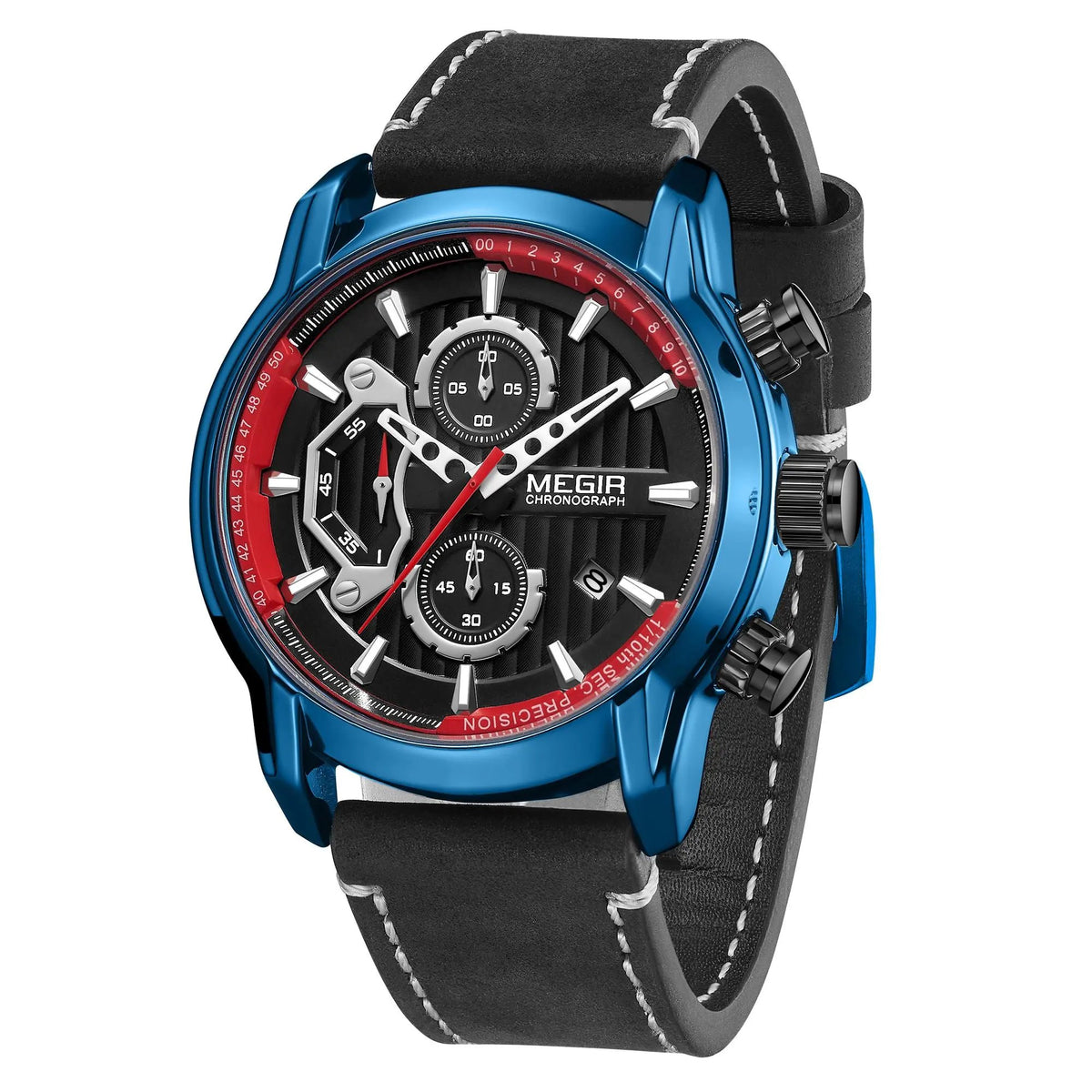 MEGIR Men's Watches Waterproof Luminous Sports Wristwatch Fashion Leather Strap Quartz Chronograph Clock Date Gift for Man 2104 by MEGIR WATCH GROUP
