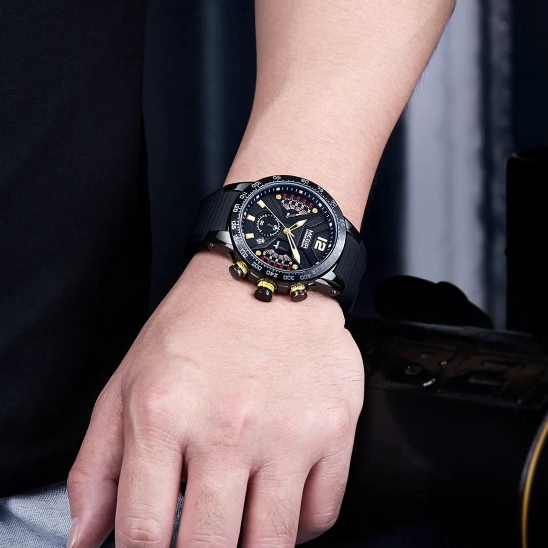 MEGIR Silicone Strap Quartz Military Watches for Men Fashion Sport Wristwatch Clock Big Dial Watch Chronograph Montre Homme 2106 by MEGIR WATCH GROUP