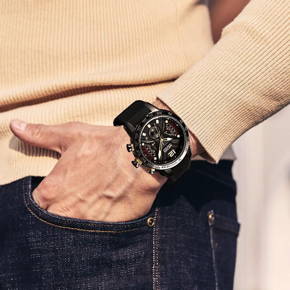 MEGIR Silicone Strap Quartz Military Watches for Men Fashion Sport Wristwatch Clock Big Dial Watch Chronograph Montre Homme 2106 by MEGIR WATCH GROUP