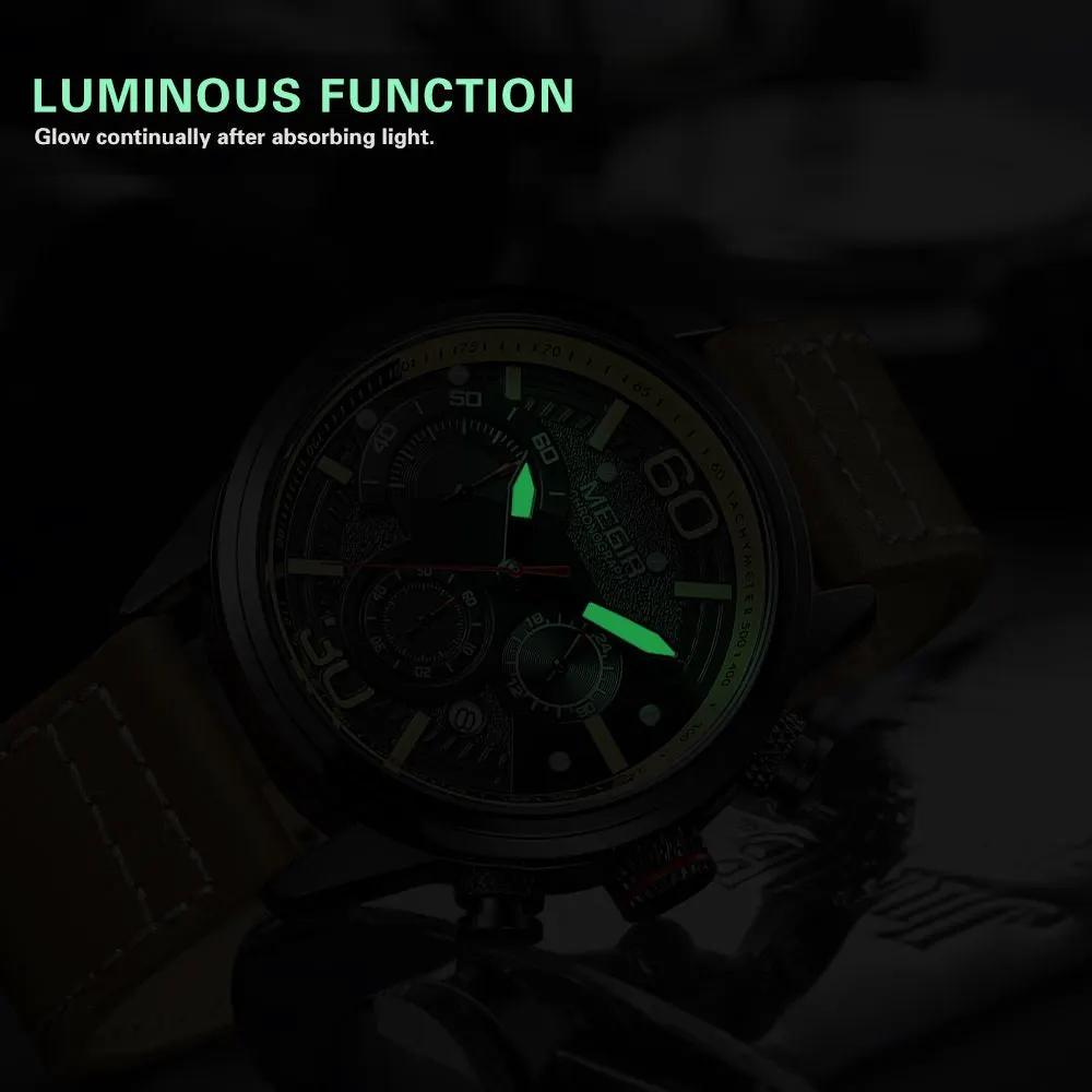 MEGIR Men Watches Fashion Brand Sport Quartz Chronograph Clock Waterproof Man Business Wristwatch 24-hour Relogio Masculino 2110 by MEGIR WATCH GROUP