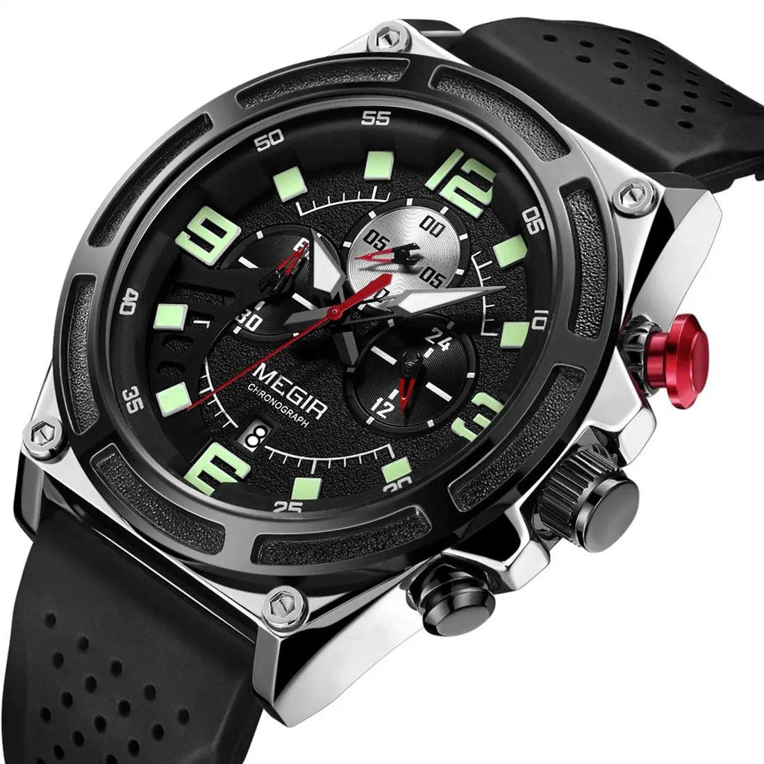 MEGIR Chronograph Luxury Military Sport Watches for Men Waterproof Calendar Silicone Man Quartz Wristwatch Reloj Hombre 2116 by MEGIR WATCH GROUP
