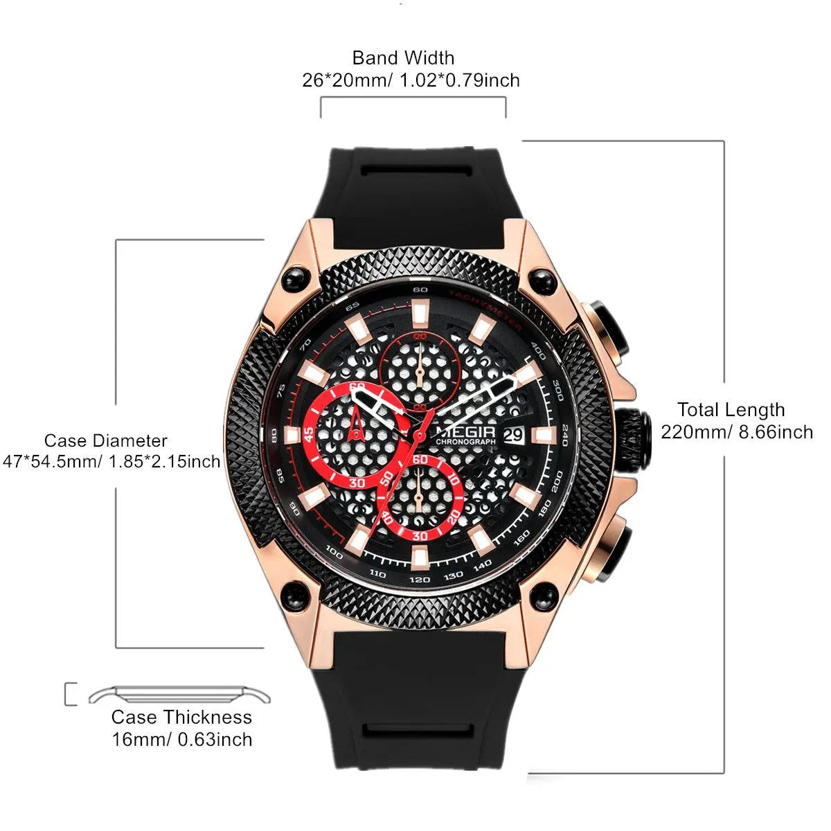 MEGIR Men's Sport Watches Luxury Silicone Strap Man Chronograph Clock Waterproof Luminous Quartz Wristwatch Montre Homme 2127 by MEGIR WATCH GROUP