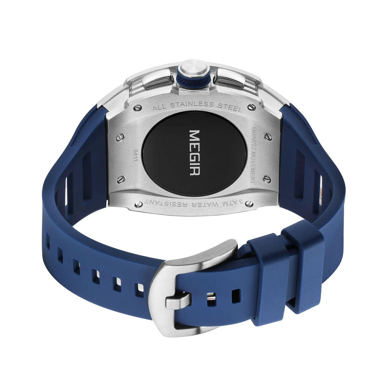 MEGIR Blue Luxury Sport Watch for Men Steel Case Waterproof Luminous Military Quartz Chronograph Auto Date Reloj Hombre 8411 by MEGIR WATCH GROUP