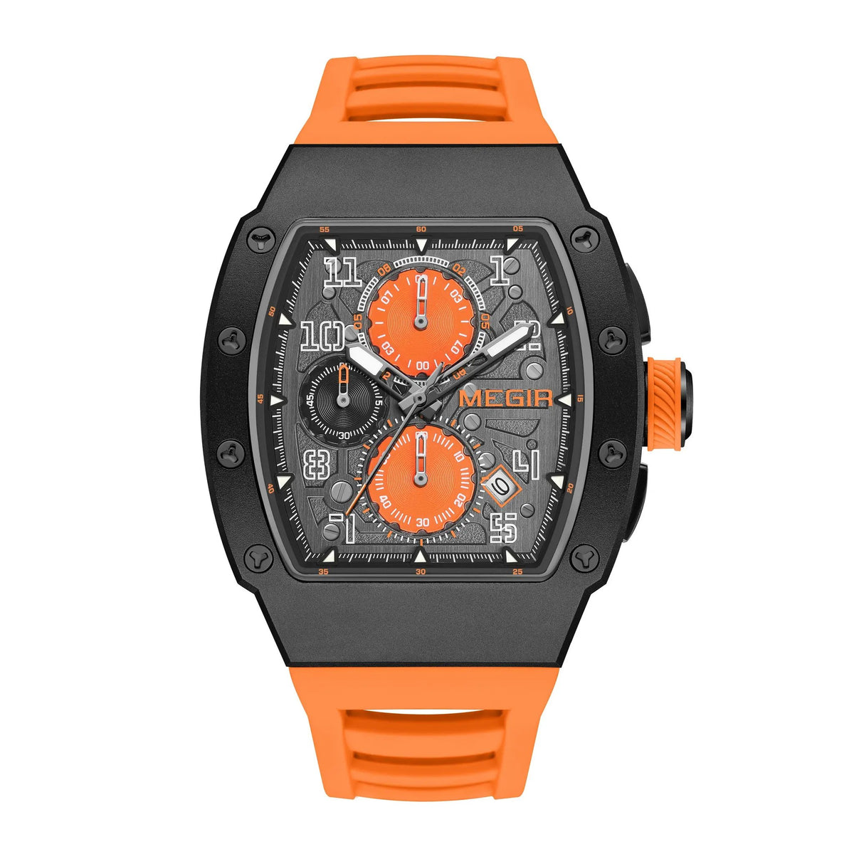 MEGIR Blue Luxury Sport Watch for Men Steel Case Waterproof Luminous Military Quartz Chronograph Auto Date Reloj Hombre 8411 by MEGIR WATCH GROUP
