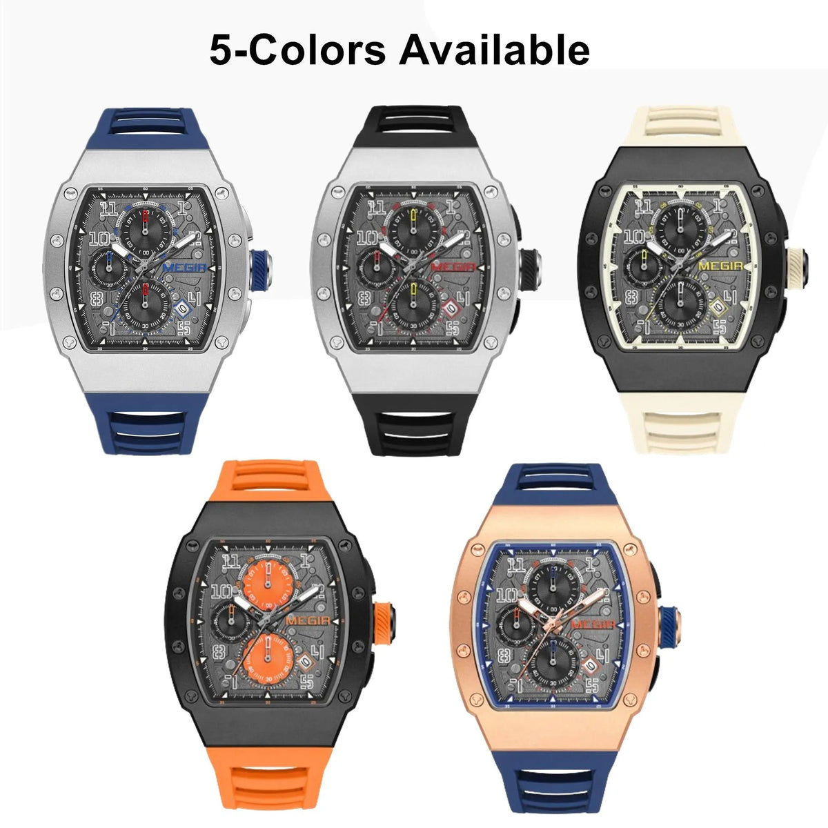 MEGIR Blue Luxury Sport Watch for Men Steel Case Waterproof Luminous Military Quartz Chronograph Auto Date Reloj Hombre 8411 by MEGIR WATCH GROUP
