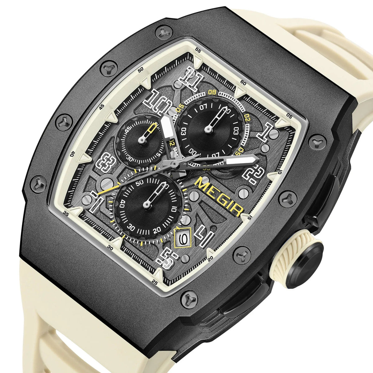 MEGIR Blue Luxury Sport Watch for Men Steel Case Waterproof Luminous Military Quartz Chronograph Auto Date Reloj Hombre 8411 by MEGIR WATCH GROUP
