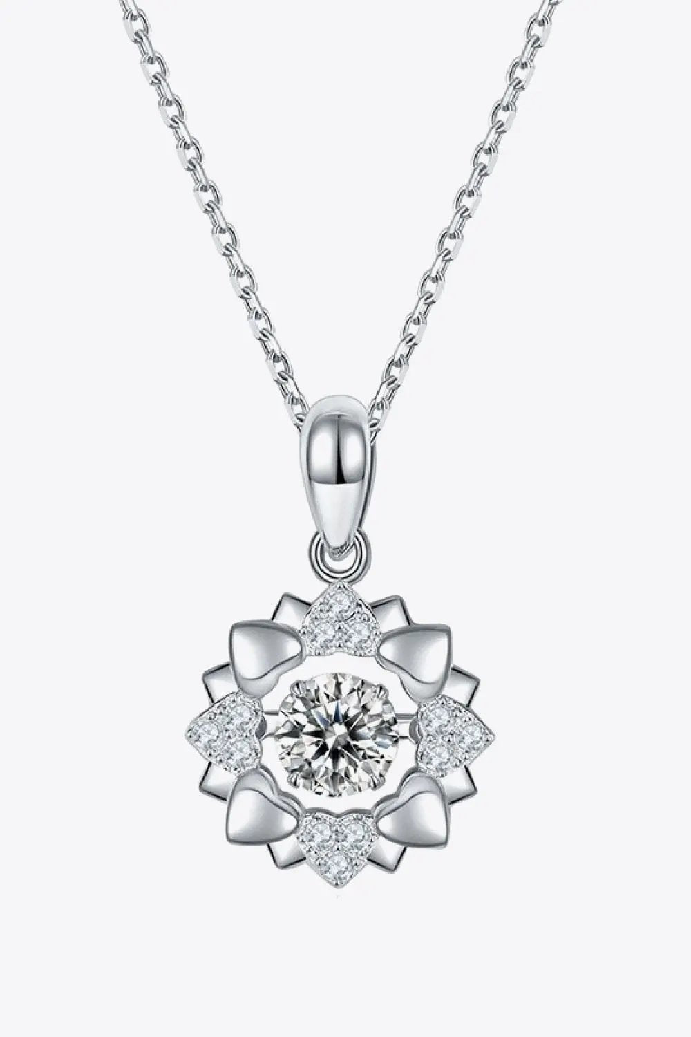 Moissanite Flower Shape Pendant Necklace by Partner Labels