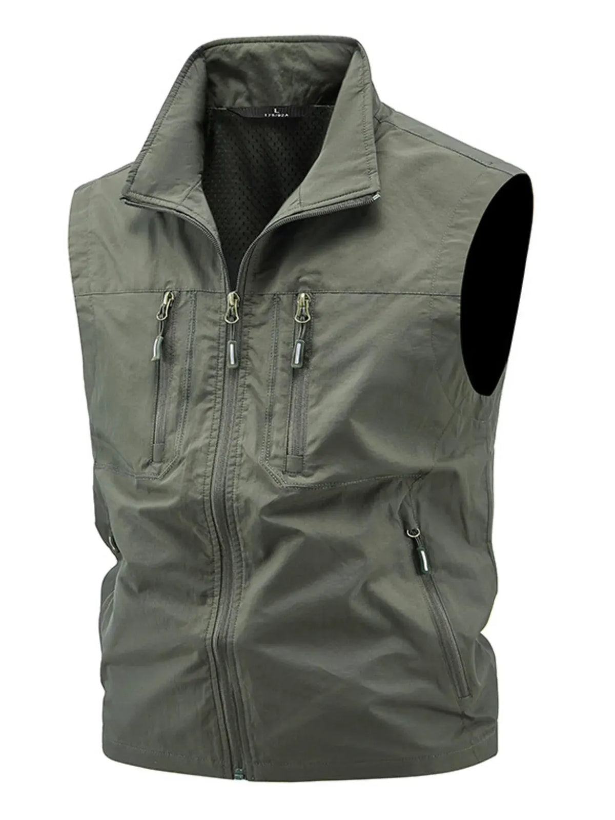 Men's Plus Size Lightweight Multi-Pocket Outdoor Vest by Trendsi