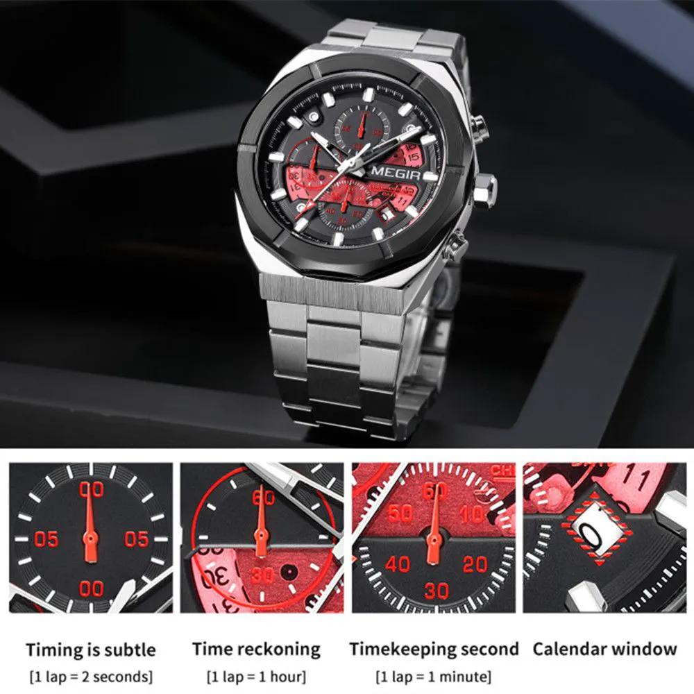 MEGIR New Watch for Men Top Brand Luxury Casual Quartz Wristwatch with Chronograph Waterproof Luminous Auto Date Reloj Hombre 2225 by MEGIR WATCH GROUP