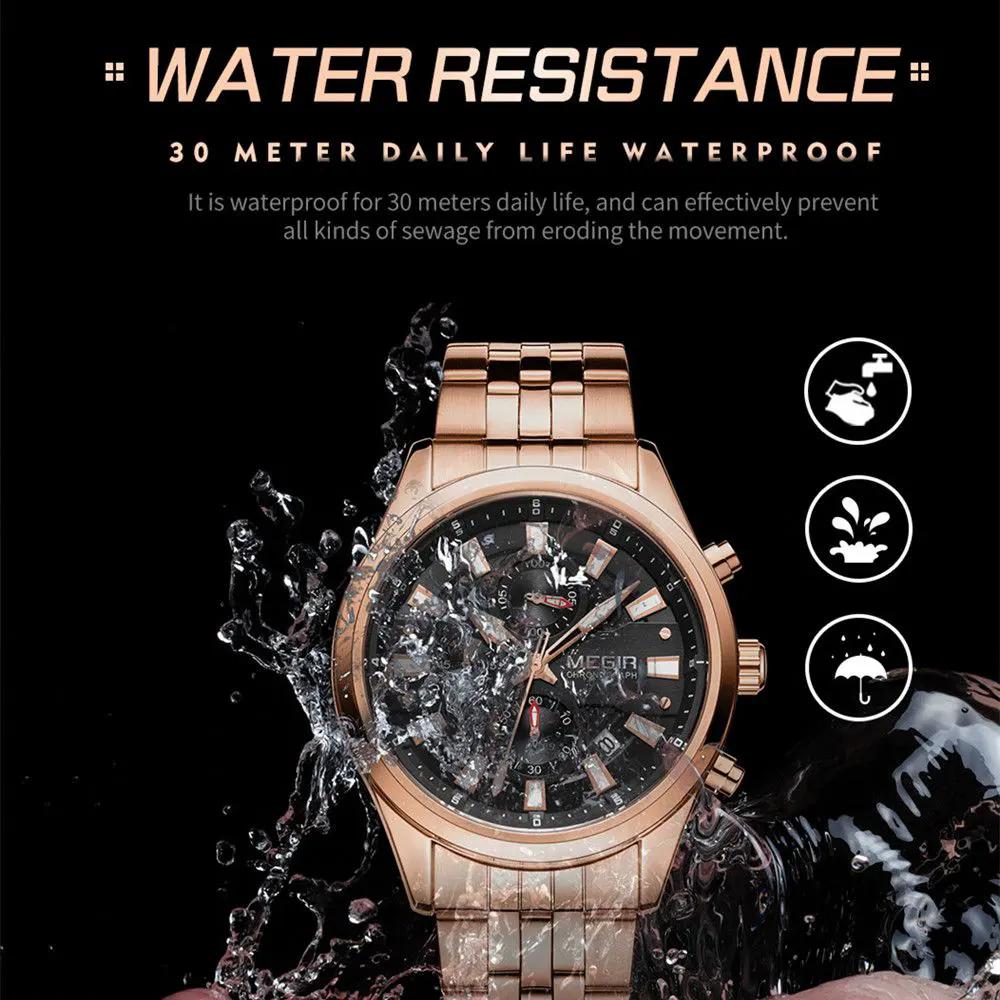 MEGIR Fashion Men Watches Luxury Business Wristwatch Stainless Steel Quartz Watch Calendar Luminous Man Clock Relogio Masculino 2154 by MEGIR WATCH GROUP