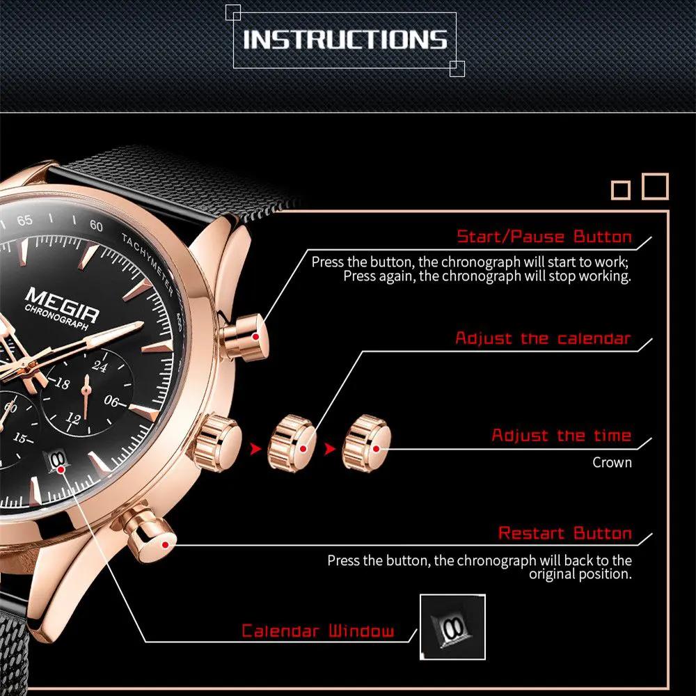 MEGIR Fashion Watch for Men Top Luxury Big Dial Business Quartz Watches Waterproof Steel Wrist Watch Clock Relogio Masculino 2153 by MEGIR WATCH GROUP