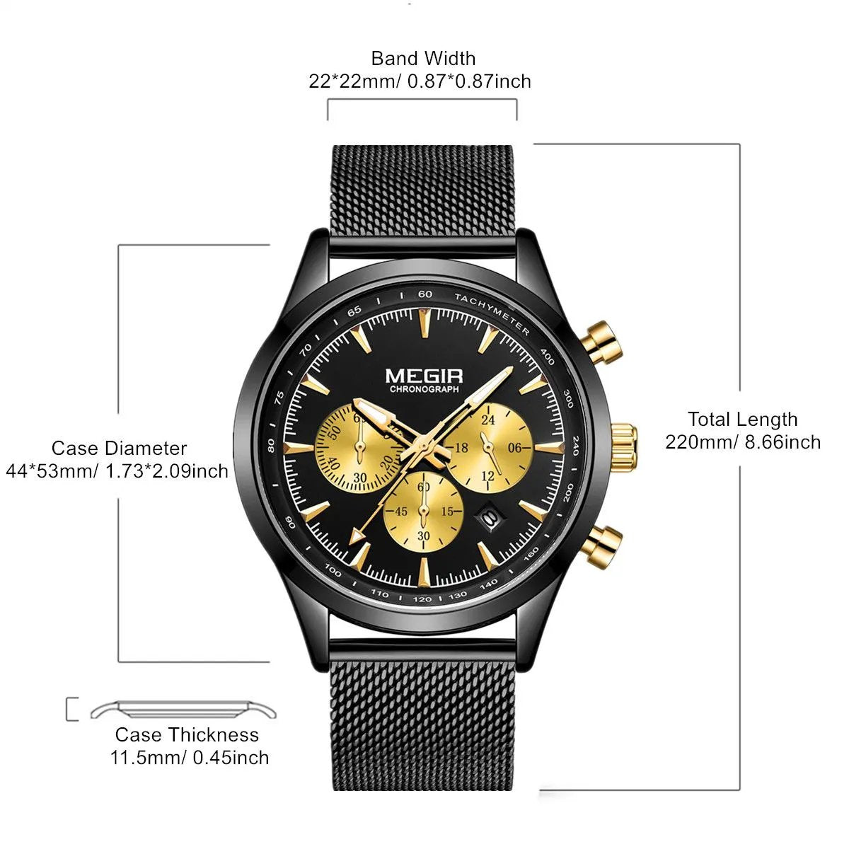 MEGIR Fashion Watch for Men Top Luxury Big Dial Business Quartz Watches Waterproof Steel Wrist Watch Clock Relogio Masculino 2153 by MEGIR WATCH GROUP