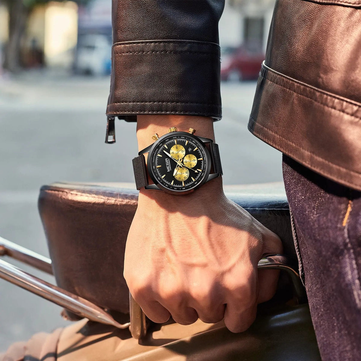 MEGIR Fashion Watch for Men Top Luxury Big Dial Business Quartz Watches Waterproof Steel Wrist Watch Clock Relogio Masculino 2153 by MEGIR WATCH GROUP