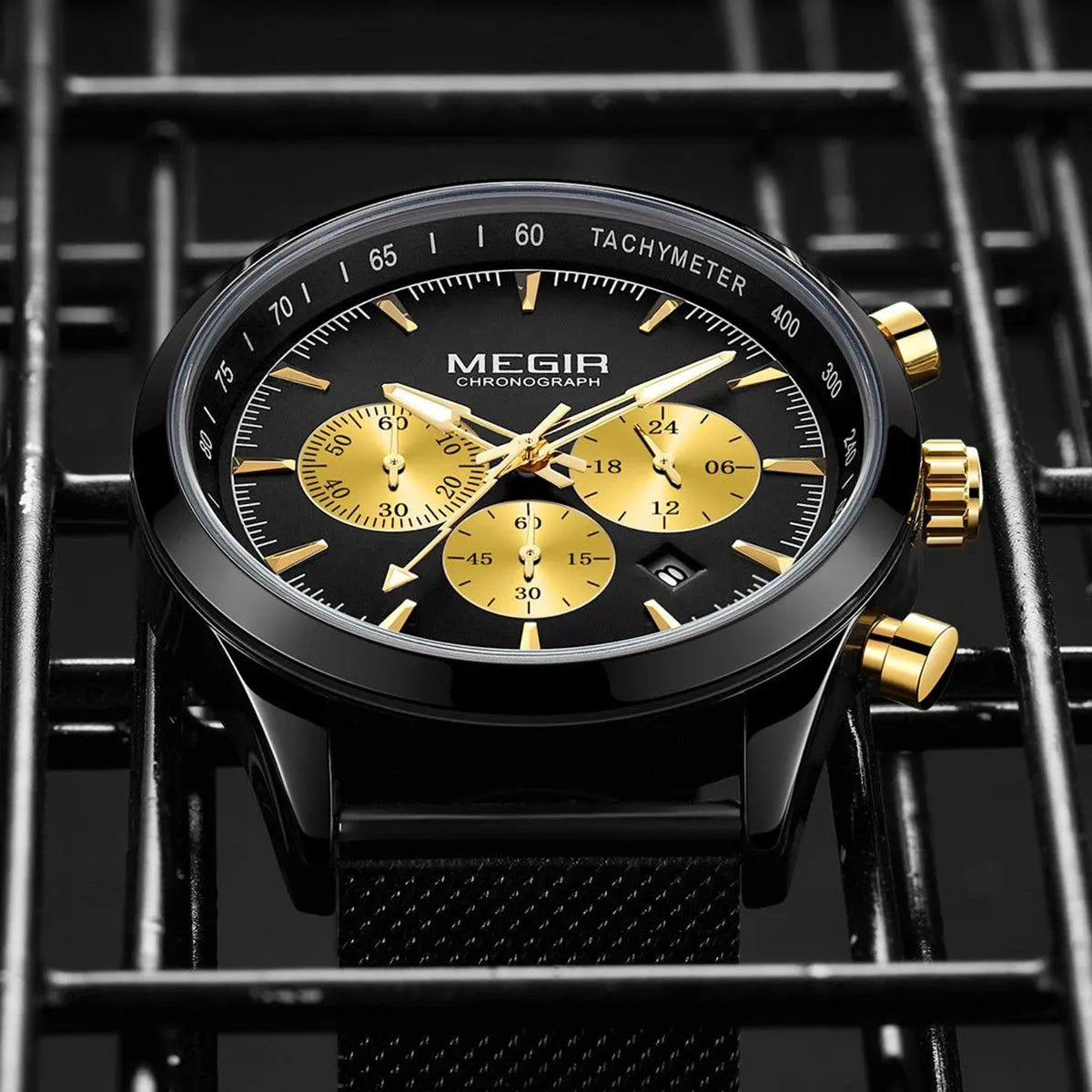 MEGIR Fashion Watch for Men Top Luxury Big Dial Business Quartz Watches Waterproof Steel Wrist Watch Clock Relogio Masculino 2153 by MEGIR WATCH GROUP