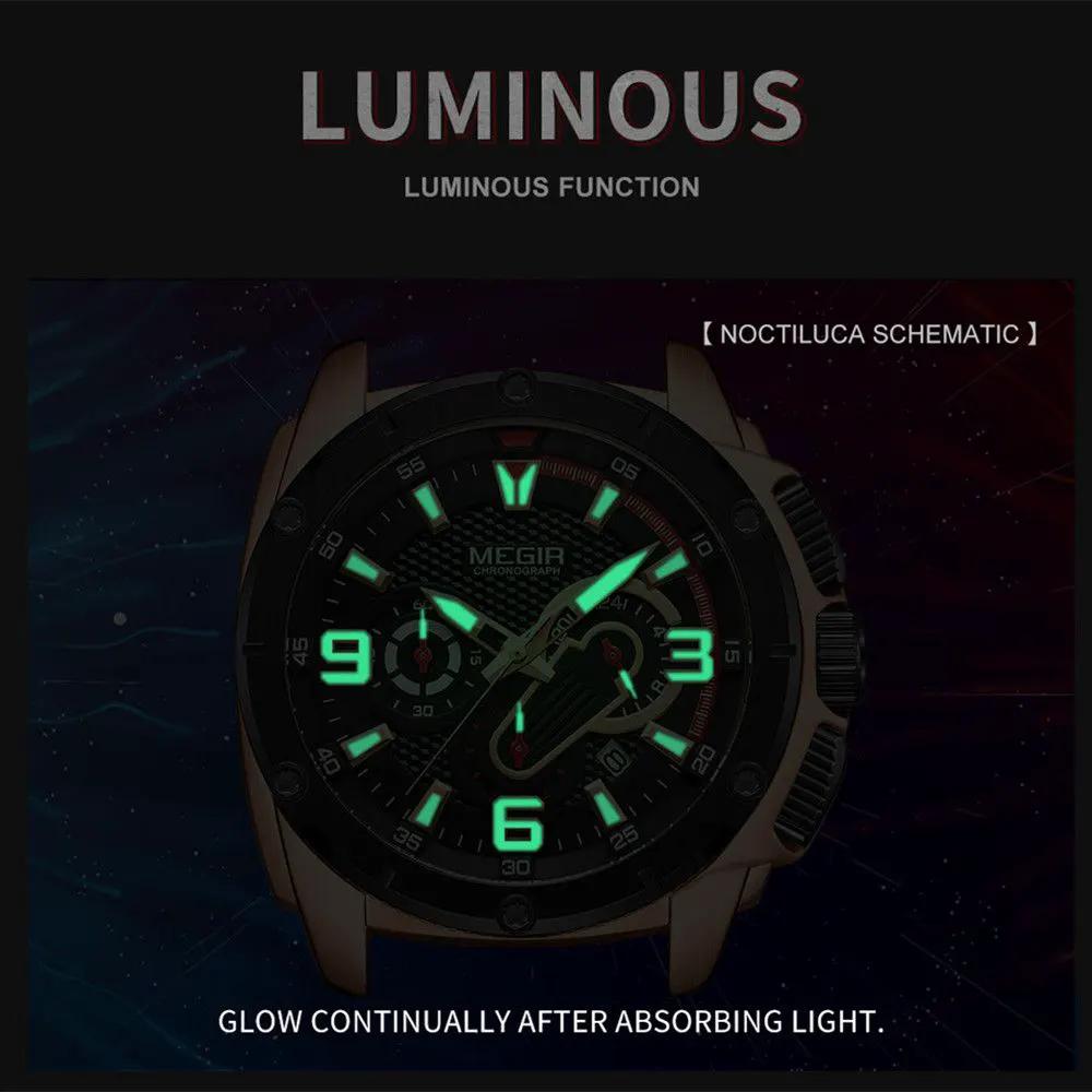 MEGIR Mens Watches Top Brand Luxury Silicone Sports Military Watch Waterproof Quartz Clock Men Chronograph Man Wristwatch 2147 by MEGIR WATCH GROUP