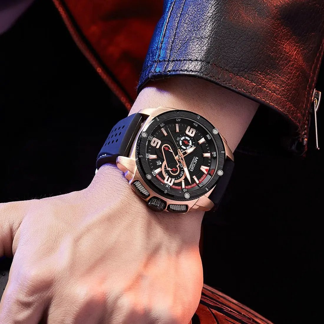 MEGIR Mens Watches Top Brand Luxury Silicone Sports Military Watch Waterproof Quartz Clock Men Chronograph Man Wristwatch 2147 by MEGIR WATCH GROUP