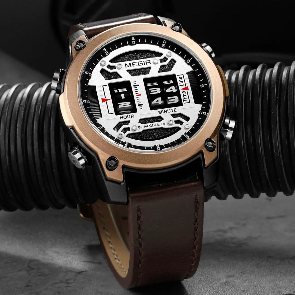 MEGIR Men's Watch Roller Business Casual Wristwatch Leather Fashion Sports Quartz Watch Chronograph Waterproof Male Clock 2142 by MEGIR WATCH GROUP
