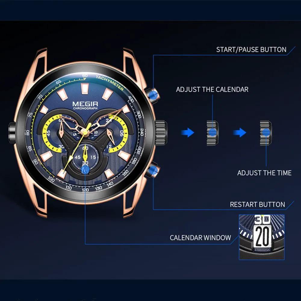 MEGIR Top Brand Luxury Men's Wrist Watch Man Luminous Waterproof Sport Men Quartz Wristwatches Relogio Masculino Dropshipping 2135 by MEGIR WATCH GROUP