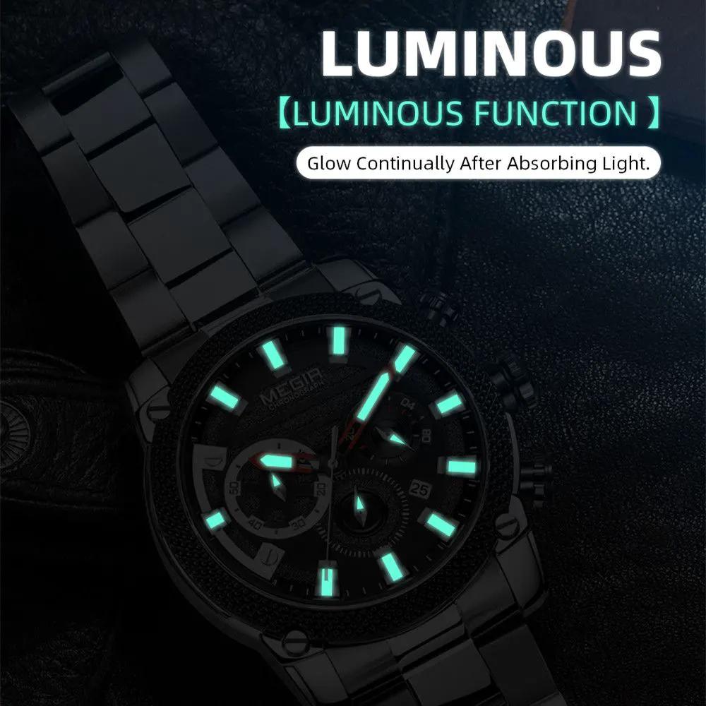MEGIR Mens Watches Top Brand Luxury Business Wristwatch Waterproof Calendar Quartz Casual Clock Stainless Steel Man Chronograph 2134 by MEGIR WATCH GROUP