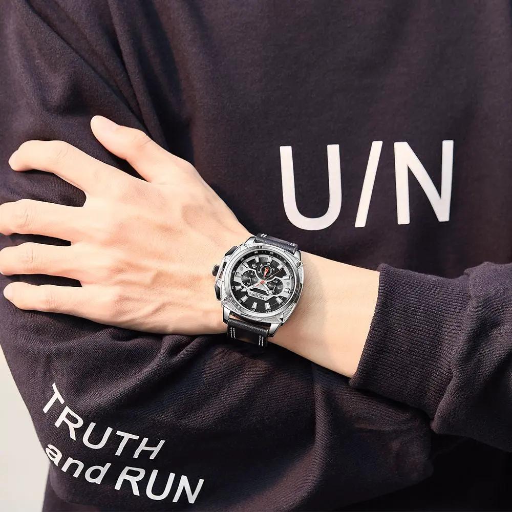 MEGIR Relogio Masculino Watches Men Fashion Leather Band Sports Military Watches Luxury Quartz Business Wristwatch Reloj Hombre 2128 by MEGIR WATCH GROUP