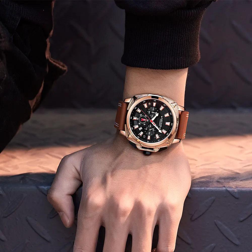 MEGIR Relogio Masculino Watches Men Fashion Leather Band Sports Military Watches Luxury Quartz Business Wristwatch Reloj Hombre 2128 by MEGIR WATCH GROUP
