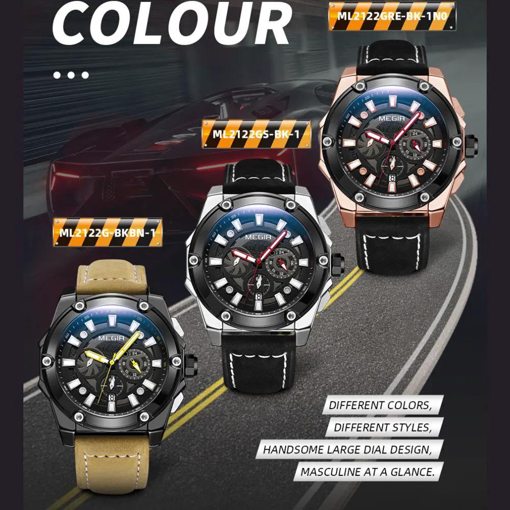 MEGIR Men's Watches Top Brand Luxury Casual Sports Wrist Watch Leather Strap Quartz Male Clock Chronograph Relogio Masculino 2122 by MEGIR WATCH GROUP