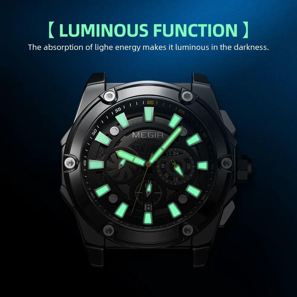 MEGIR Men's Watches Top Brand Luxury Casual Sports Wrist Watch Leather Strap Quartz Male Clock Chronograph Relogio Masculino 2122 by MEGIR WATCH GROUP