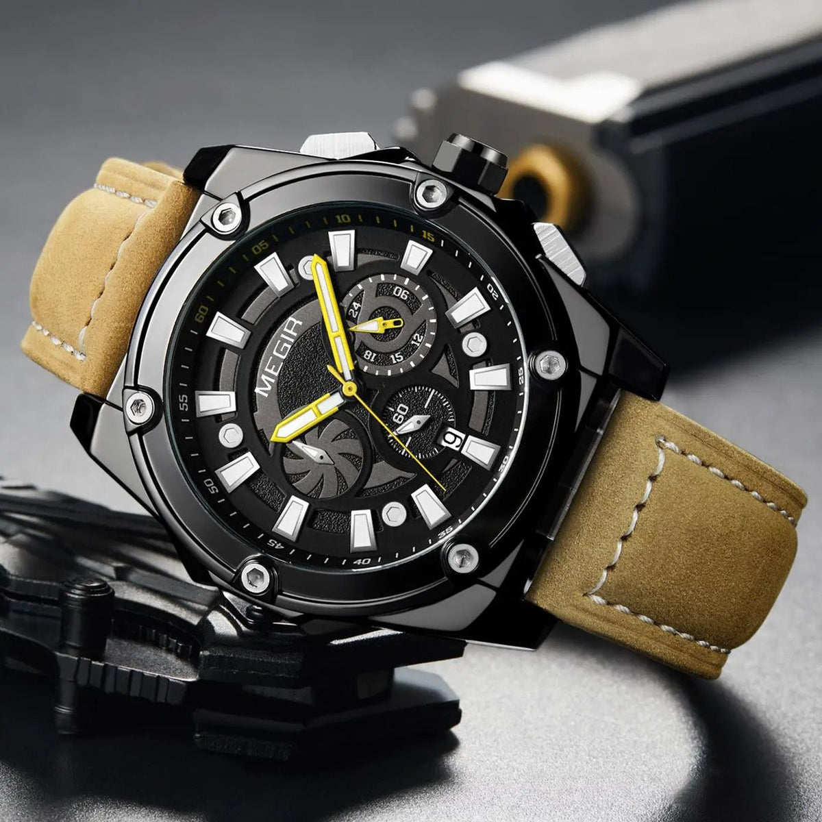 MEGIR Men's Watches Top Brand Luxury Casual Sports Wrist Watch Leather Strap Quartz Male Clock Chronograph Relogio Masculino 2122 by MEGIR WATCH GROUP