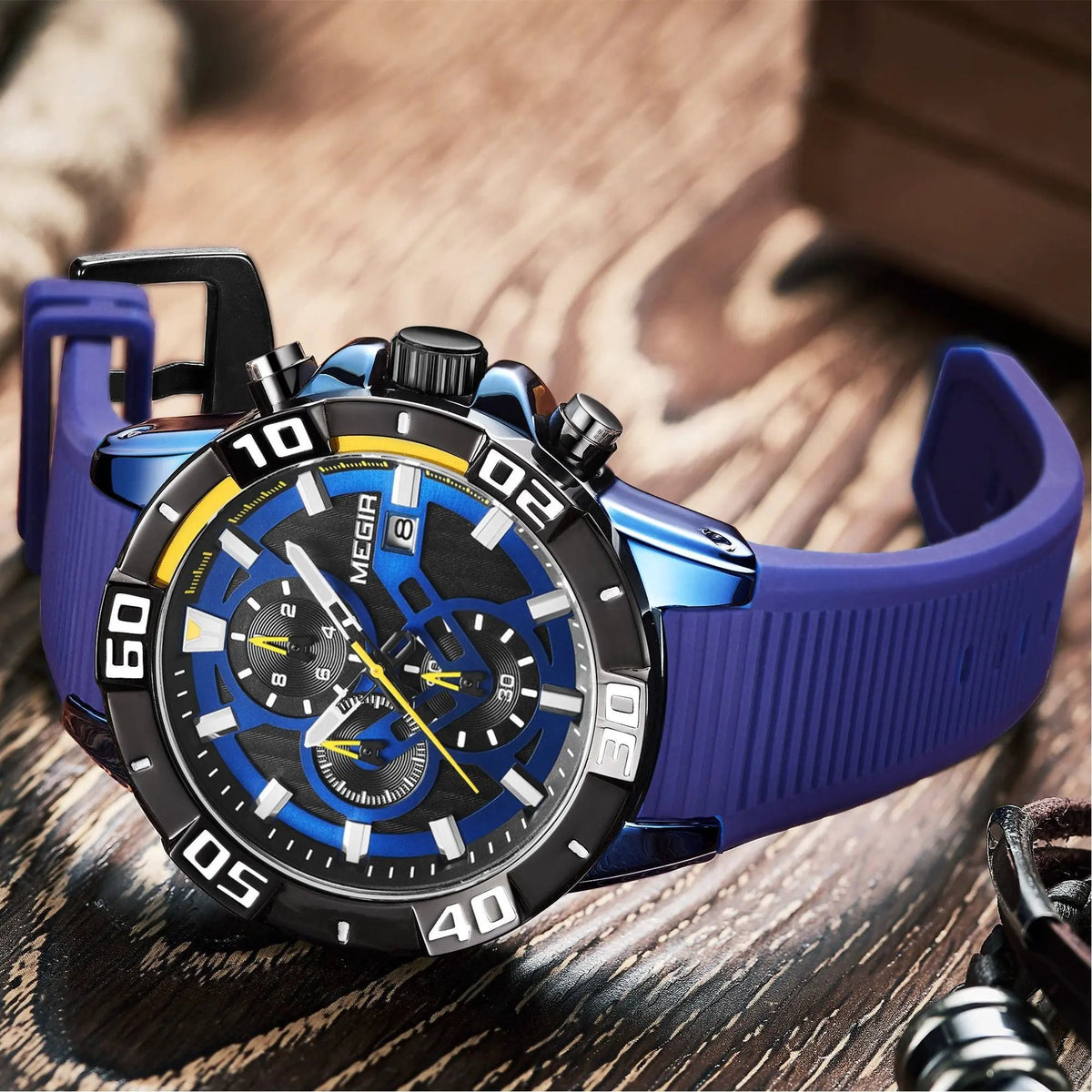 MEGIR Men Wristwatch Top Brand Luxury Silicone Strap Sport Watches Waterproof Luminous Quartz Clock Chronograph Reloj Hombre 2121 by MEGIR WATCH GROUP