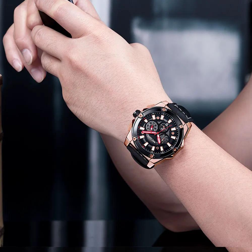 MEGIR Men's Watches Top Brand Luxury Casual Sports Wrist Watch Leather Strap Quartz Male Clock Chronograph Relogio Masculino 2122 by MEGIR WATCH GROUP