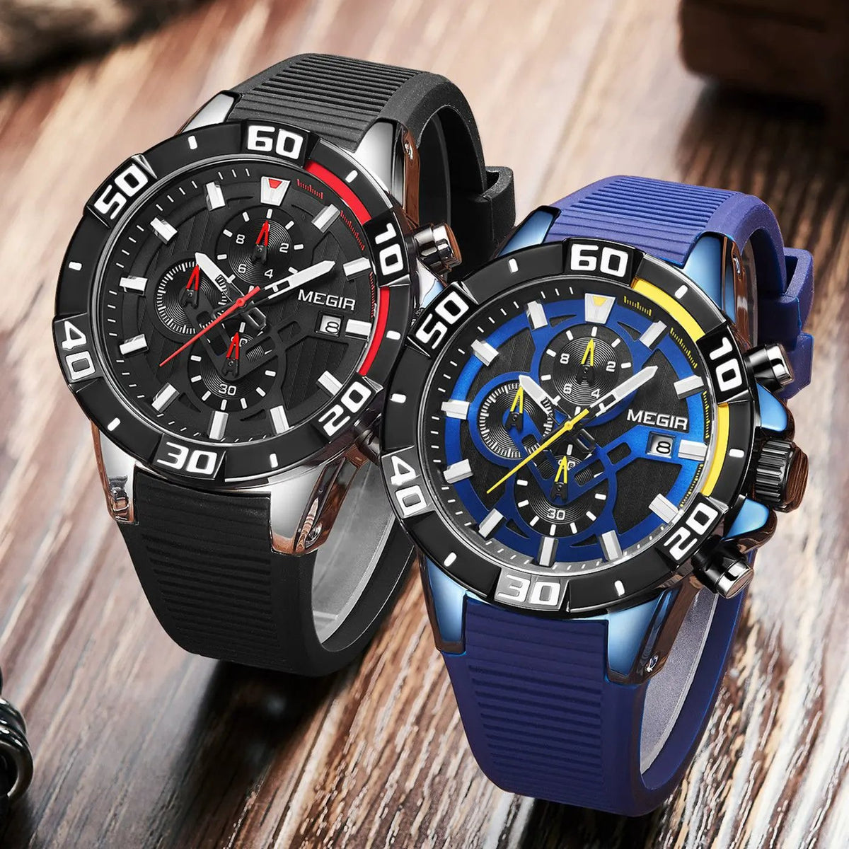 MEGIR Men Wristwatch Top Brand Luxury Silicone Strap Sport Watches Waterproof Luminous Quartz Clock Chronograph Reloj Hombre 2121 by MEGIR WATCH GROUP